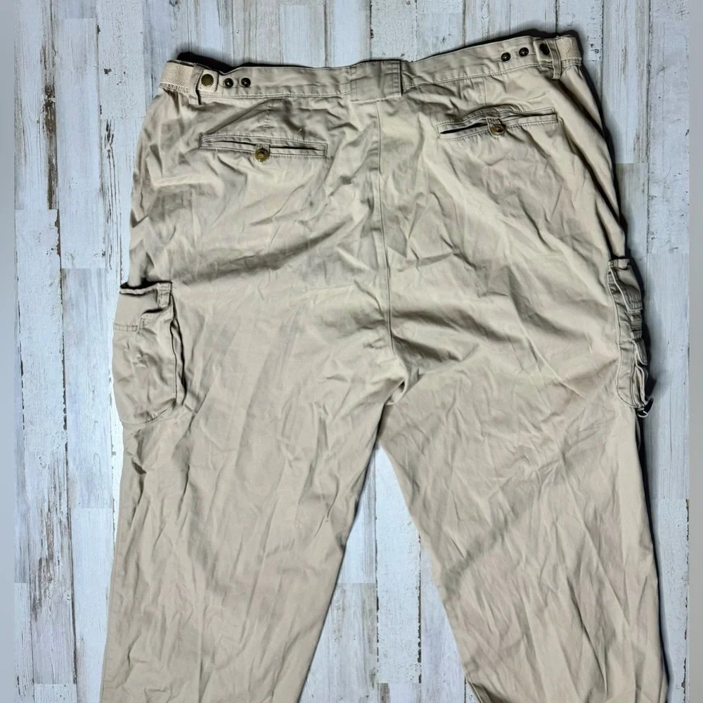 Orvis Pants 42 Men Beige Cargo Zip Front Adjustable Waist Straight Pockets - Picture 10 of 11